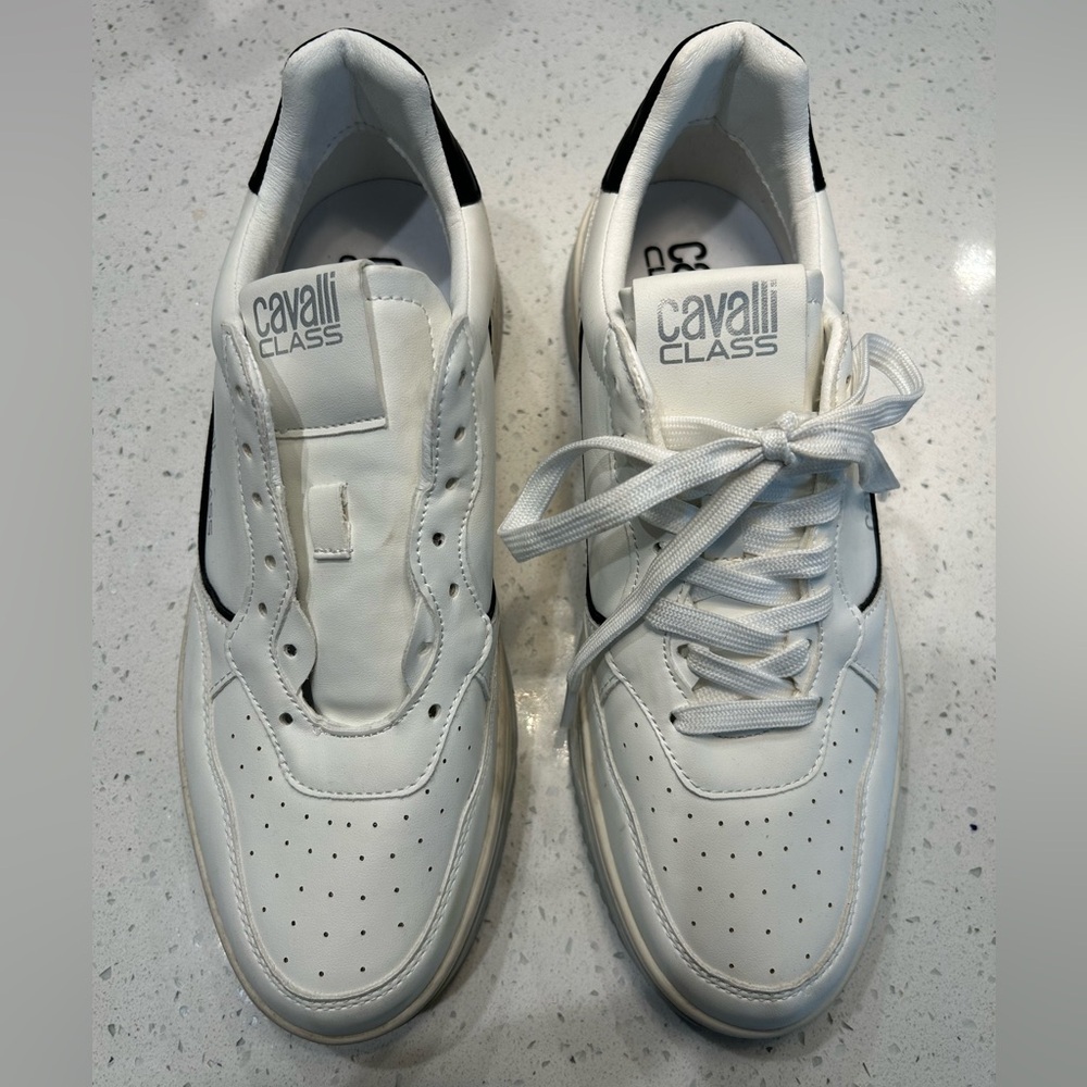 Cavalli Class Two-Tone Perforated Low Top mens Sneaker